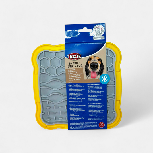 Plateau Lick'n'Snack Trixie 20x20cm tapis de léchage silicone jaune pour chien