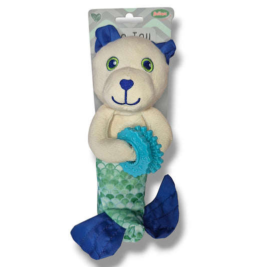 Peluche ours sirène Eco Toy pour chien  – 100% matériaux recyclés, squeaker et bouteille craquante intégrés, 26x10 cm
