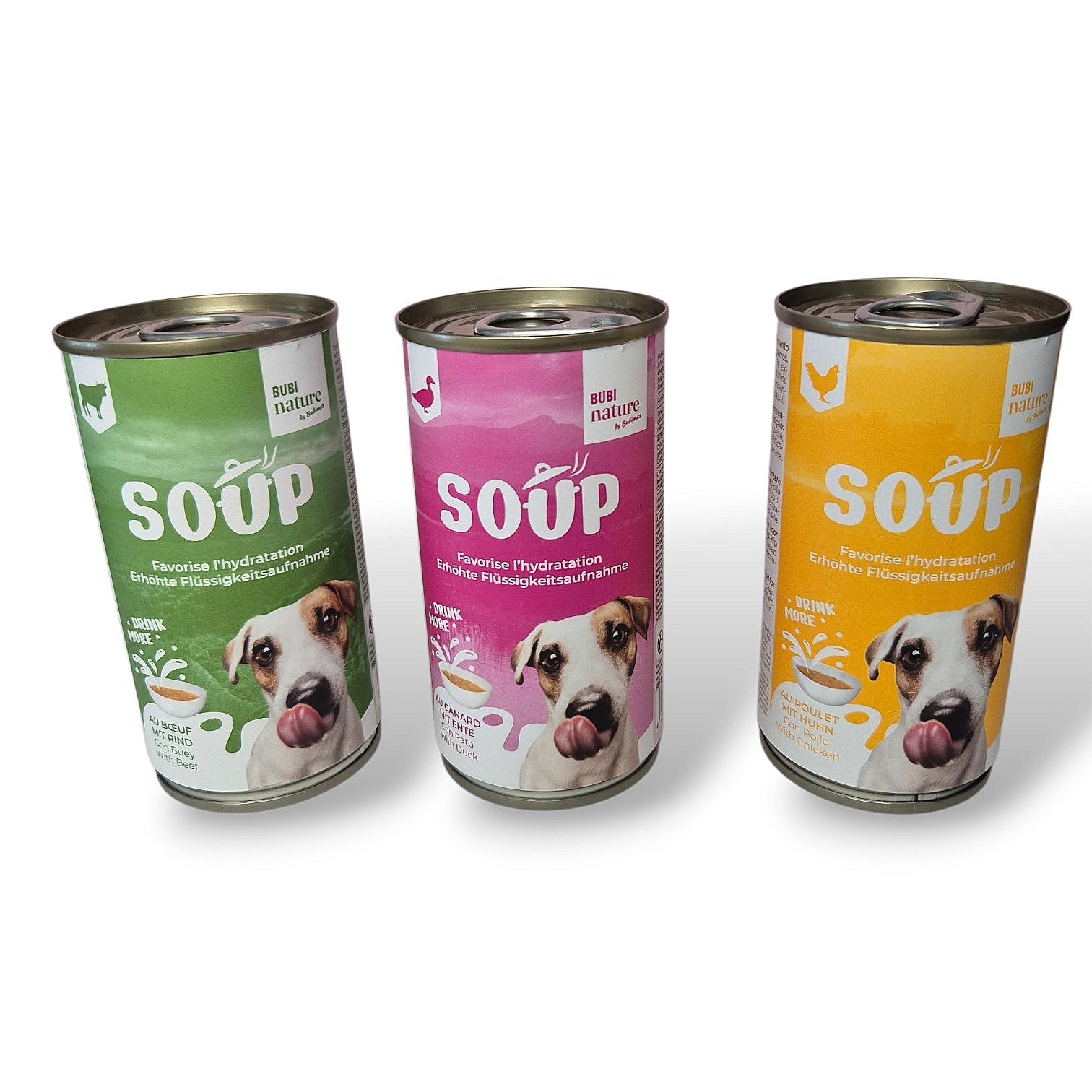 Soupe pour chien Cani'Plaisir – 3 saveurs bœuf, poulet et canard en sachet
