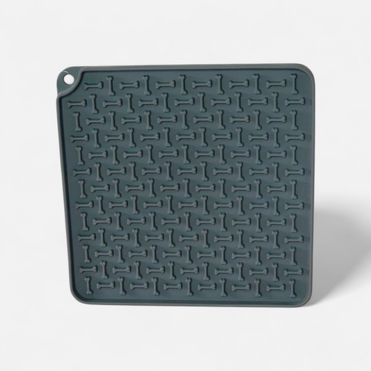 Tapis Lick'n'Snack Trixie gris 20x20cm motifs os en silicone antidérapant pour chien