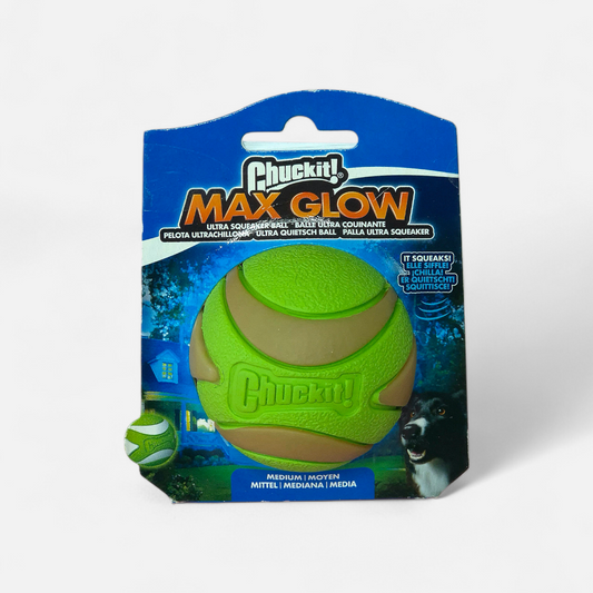 huckit! Max Glow Ultra Squeaker Ball balle phosphorescente couineuse pour chien