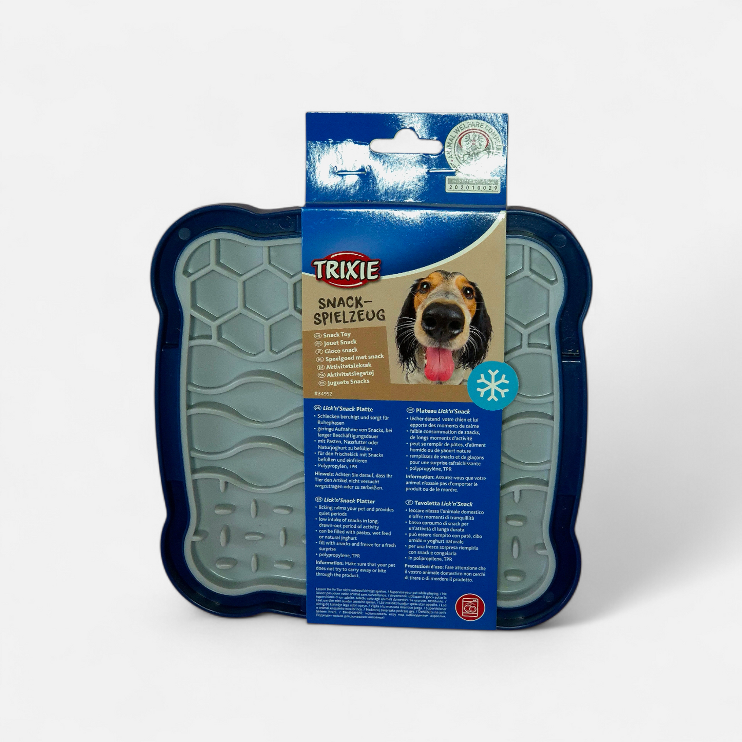 Plateau Lick'n'Snack Trixie 20x20cm tapis de léchage silicone bleu marine pour chien