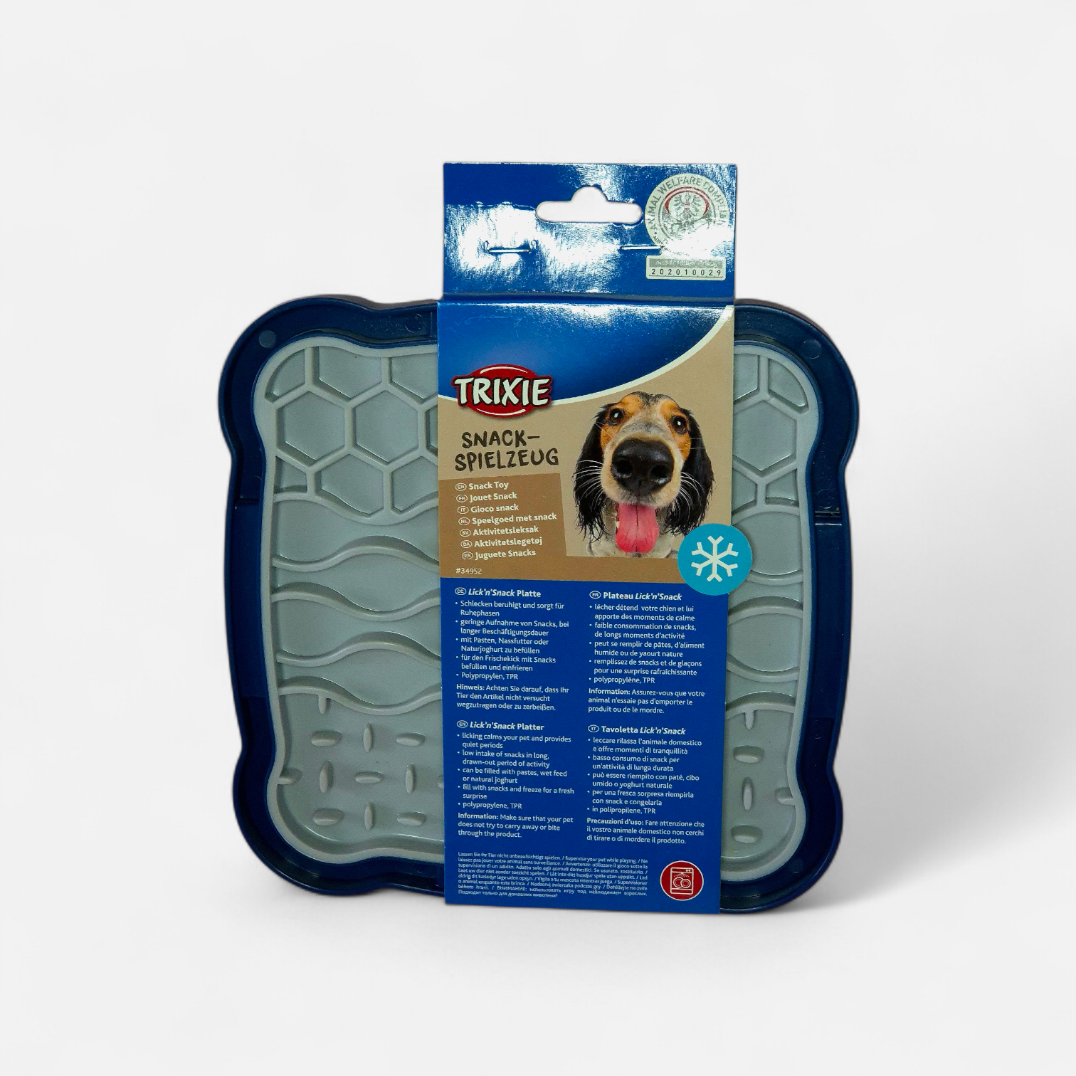 Plateau Lick'n'Snack Trixie 20x20cm tapis de léchage silicone bleu marine pour chien