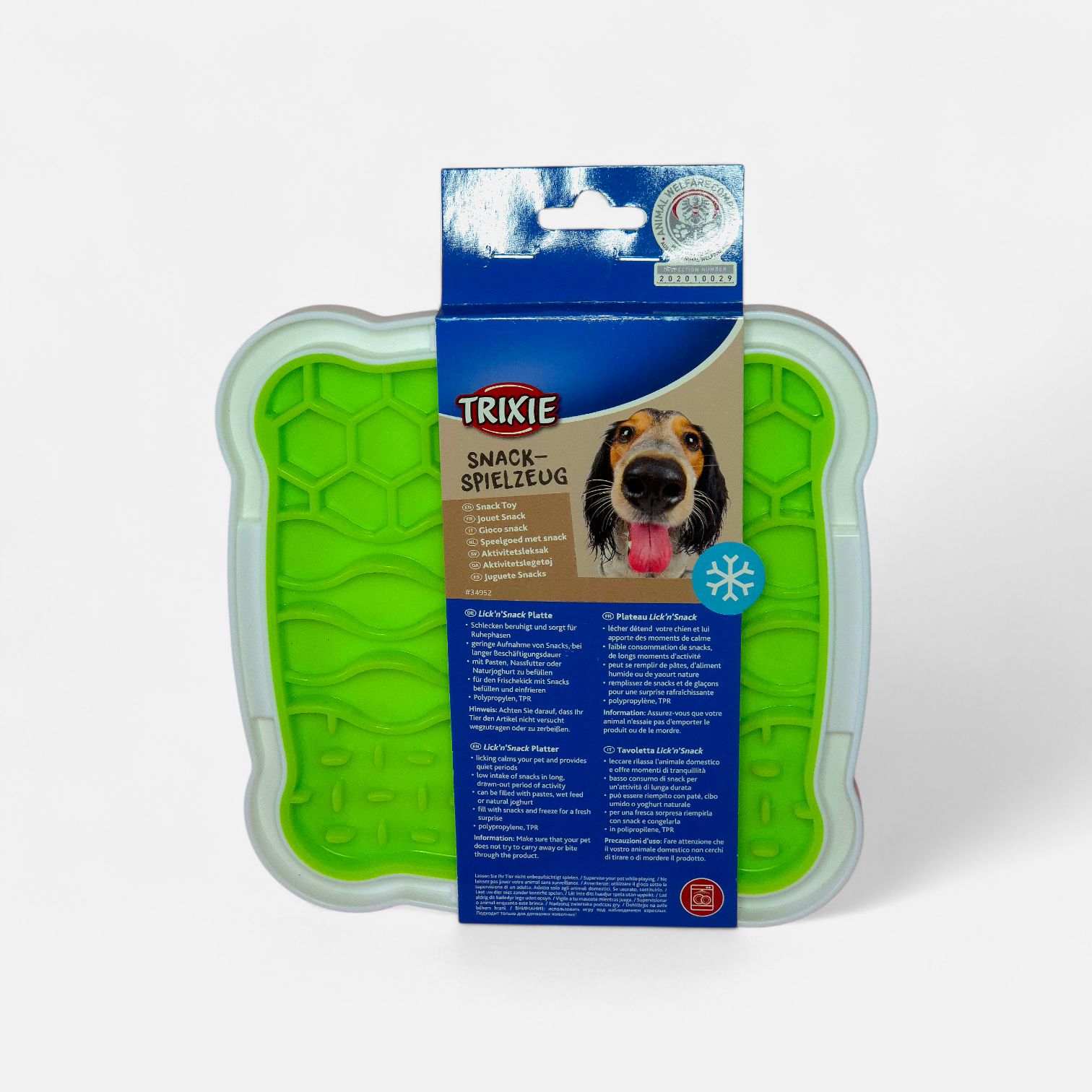 Plateau Lick'n'Snack Trixie 20x20cm tapis de léchage silicone vert pour chien