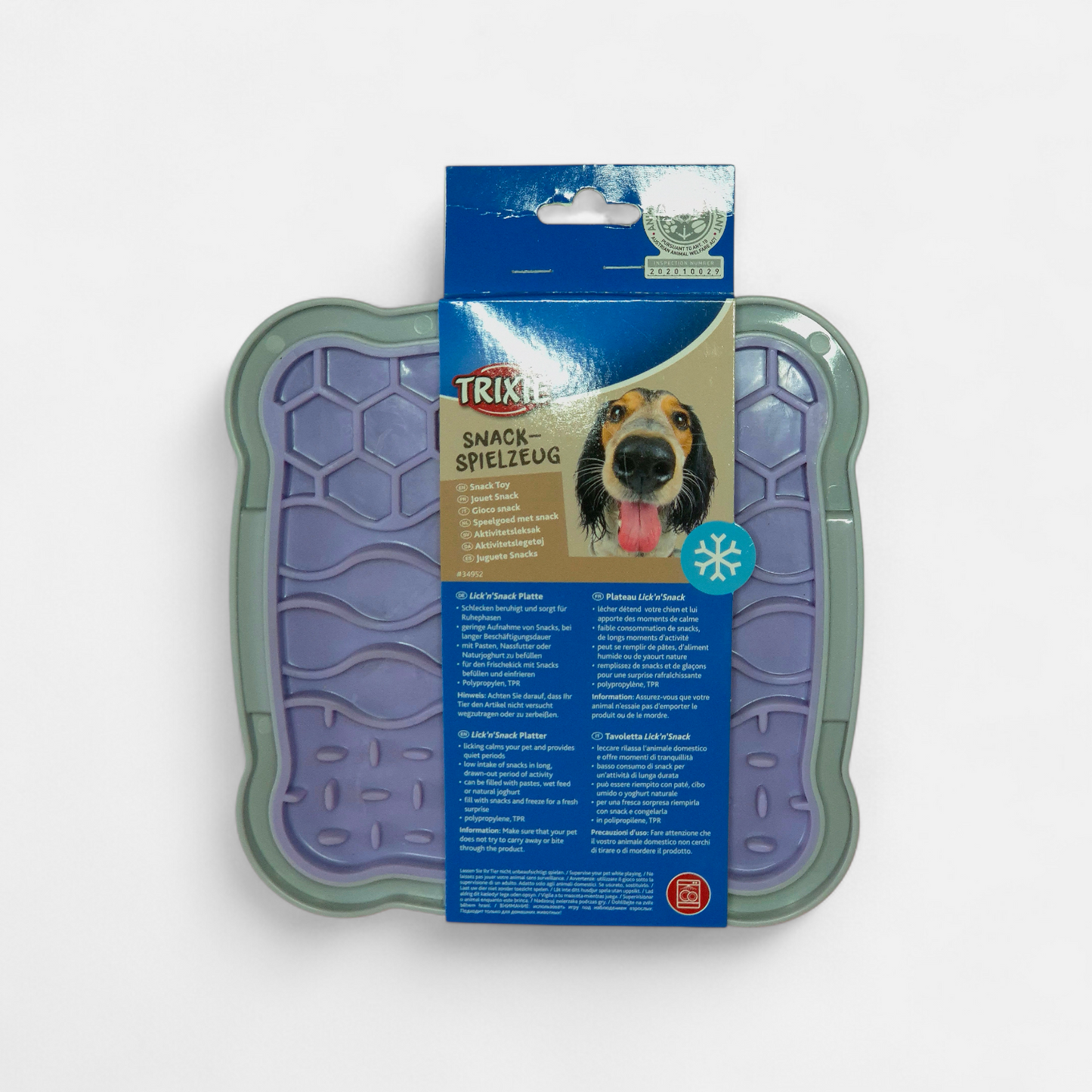 Plateau Lick'n'Snack Trixie 20x20cm tapis de léchage silicone violet pour chien