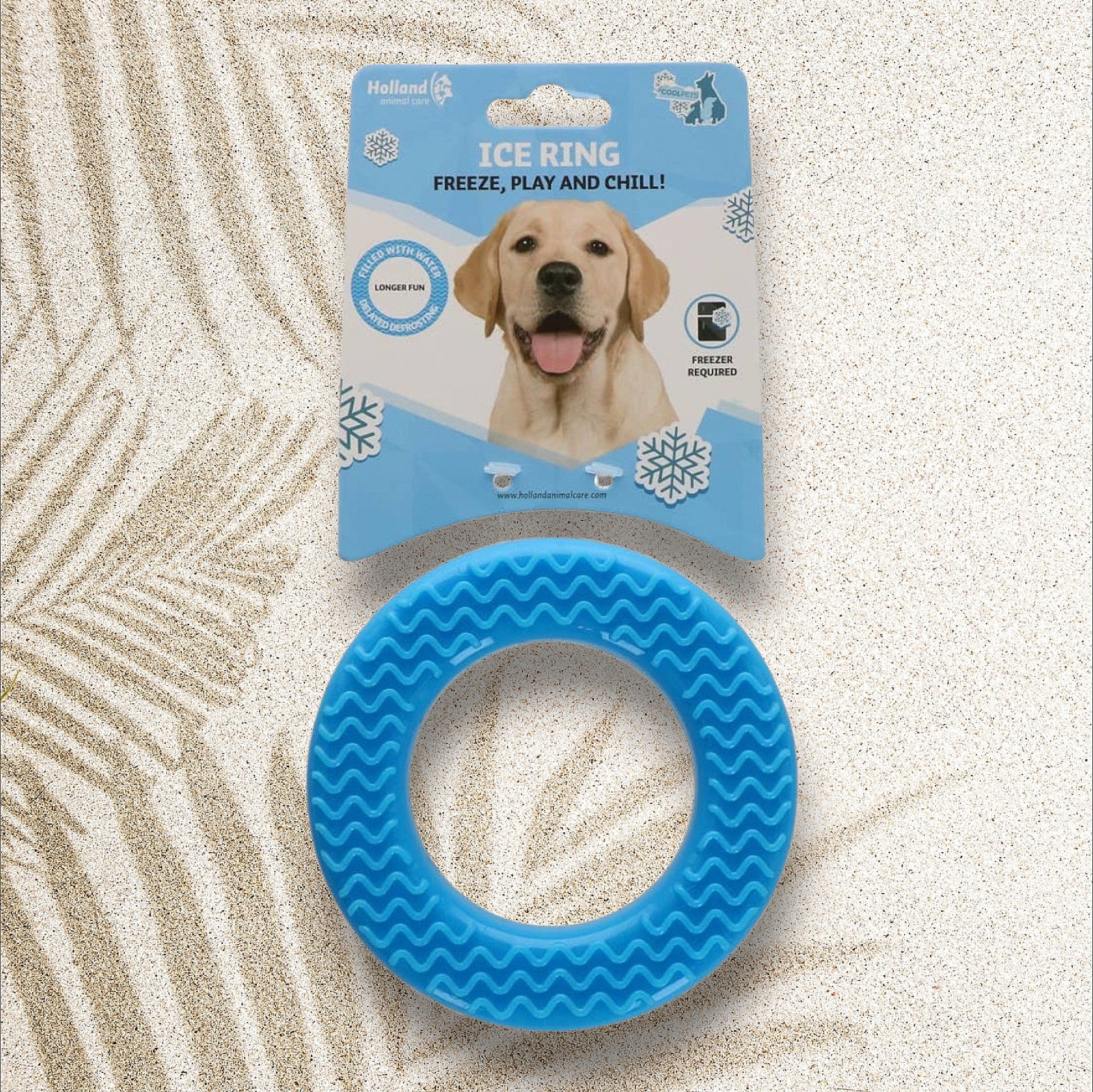 Anneau rafraîchissant Ice Ring  — jouet bleu texturé à congeler pour chien