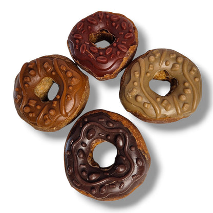 Donut friandise pour chien  – saveur Poulet & Fraise, poulet & carotte, poulet & myrtille, poulet & noix de coco, 7 cm
